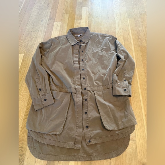 COTTON TWILL UTILITY TUNIC Beige Tan Banana Republic Button down jacket M - Picture 11 of 15